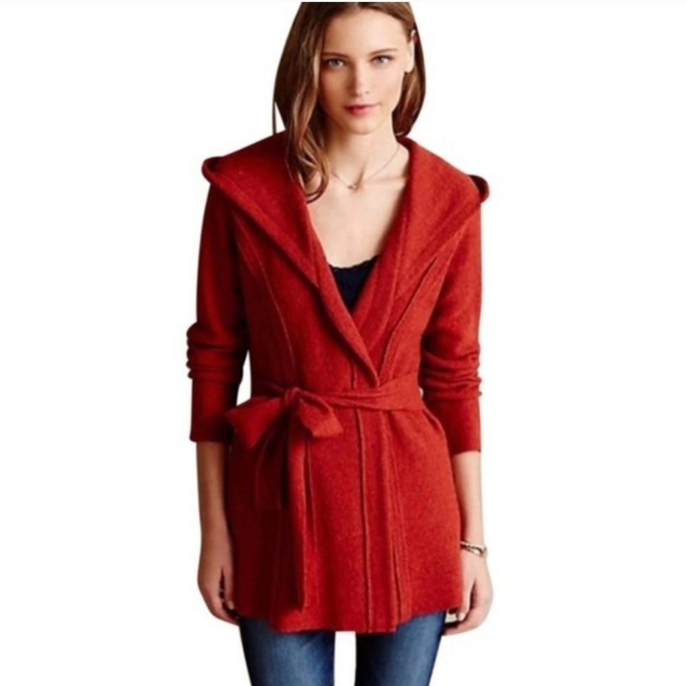 Anthropologie Rosie Neira Wool Belted Hooded Cardigan Sweater - Picture 2 of 12